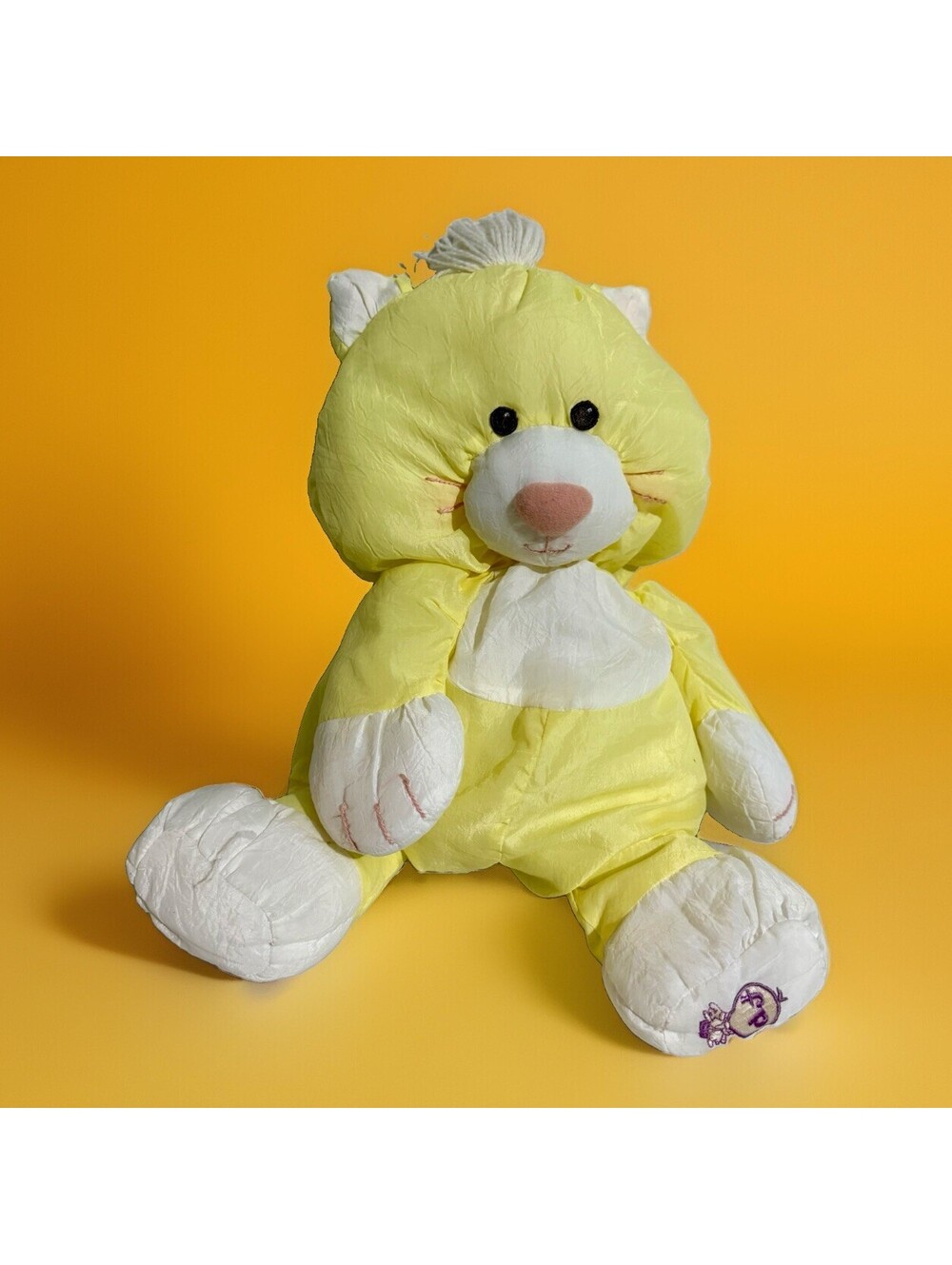 Vintage Fisher Price Puffalump Lemon Yellow Kitty Cat Plush Toy 1988 Soft Sweet